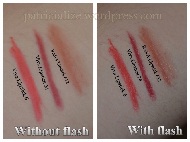 [Review] Viva Lipstick no. 6 & 24 dan Red-A Lipstick no. 612